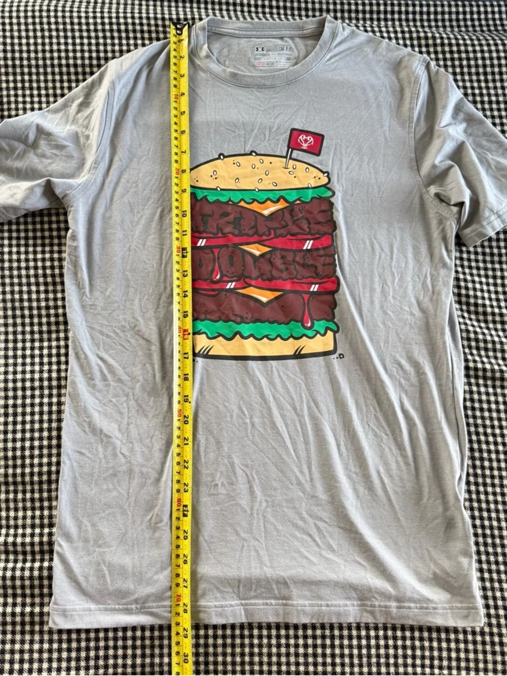 Under Armour Light Gray Burger Graphic Tee with Red and Yellow Accents